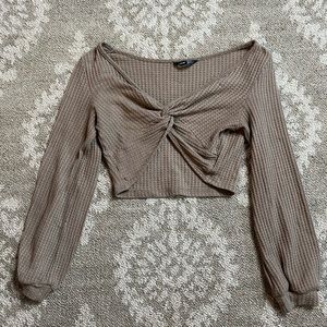 Knit crop top long sleeve
